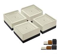 Elevadores de muebles, paquete de 4 bloques cuadrados de 0.8 cm, elevadores de mesa de cama de altura ajustable, soporte resistente de hasta 0.6 kg, almohadillas de goma antideslizantes para