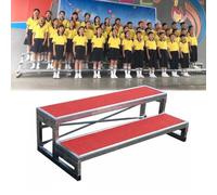 Elevadores plegables para coro, plataforma portátil de 2 niveles con cubierta de alfombra, marco de metal resistente, escaleras antideslizantes para actuaciones corales y eventos