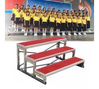 Elevadores plegables para coro, plataforma portátil de 2 niveles con cubierta de alfombra, marco de metal resistente, escaleras antideslizantes para actuaciones corales y eventos