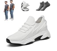 Elevate Shoes Limitless,Elevateshoes White Casual Invisible Elevate Shoes for Men 4/6/8/10 cm Height Increasing (White 4cm, Adulto, Hombre, 41, Números, Sistema Tallas Calzado EU, Mediano)