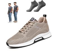 Elevate Shoes Sprint for Men, 6CM Invisible Height Increase Sneakers, Non-Slip Comfort Casual Elevator Shoes for Daily Work (Brown 6cm, Adulto, 40, Números, Sistema Tallas Calzado EU, Mediano)