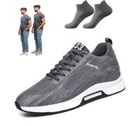 Elevate Shoes Sprint for Men, 6CM Invisible Height Increase Sneakers, Non-Slip Comfort Casual Elevator Shoes for Daily Work (Grey 6cm, Adulto, 41, Números, Sistema Tallas Calzado EU, Mediano)