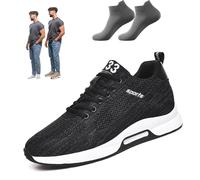Elevate Shoes Sprint for Men, 6CM Invisible Height Increase Sneakers, Non-Slip Comfort Casual Elevator Shoes for Daily Work (Black 6cm, Adulto, 40, Números, Sistema Tallas Calzado EU, Mediano)
