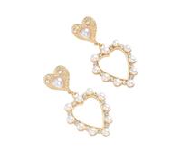 Elevate your style with these Vintage Gold Heart Dangle Earrings-a stunning blend of romance, vintage charm, and glamorous detailing. Featuring double hearts adorned with pearls and rhinestones, these