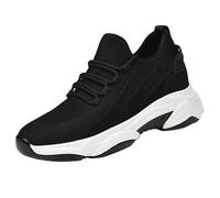 Elevate - Zapatos para hombre, invisibles, para elevar la altura, ultra ligeros, deportivos, 6/8/10 cm, zapatos de citas más grandes, transpirables, con cordones, zapatillas deportivas, Negro 6 Cm, 43