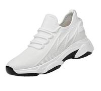 Elevate - Zapatos para hombre, invisibles, para elevar la altura, ultra ligeros, deportivos, 6/8/10 cm, zapatos de citas más grandes, transpirables, con cordones, zapatillas deportivas, Blanco 0 Cm
