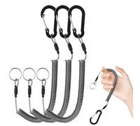 Elevatech - Cordón de seguridad en espiral, 3 piezas de cordón retráctil de alta resistencia con resorte para llavero, accesorios retráctiles con clip para alicates, barco, kayak, caña de pescar