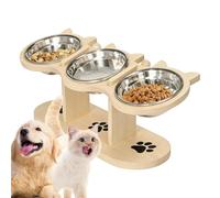 Elevated Cat Bowl, 3 Bowl Adjustable Height Pet Feeding Station, Non Slip Cat Food Water Dish Set for Home Kitchen Living Room Balcony Outdoor Camping Use, Raised Pet Feeder, Ergonómico Feeding Bow