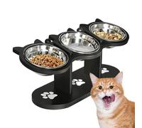 Elevated Cat Bowl, 3 Bowl Adjustable Height Pet Feeding Station, Non Slip Cat Food Water Dish Set for Home Kitchen Living Room Balcony Outdoor Camping Use, Raised Pet Feeder, Ergonomic Feeding Bow