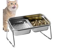 Elevated Cat Bowl,Double Raised Cat Food Bowl Stainless Steel | 15 Degree Inclined Food and Water Bo WL, Pet Feeding B Owl for Cats