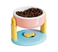 Elevated Cat Bowl, Raised Pet Bowl, Adjustable Tilted Anti-Vomiting Suction Cup Dog Food Dish Non-Slip Design for Home, 7.48x6.3x5.71 Inches PP Material 505g
