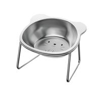 Elevated Cat Bowls - 15° Tilted Steel | Stainless Steel Angled Kitten & Puppy Feeder, Raised 15° Tilted Bowl For Comfortable Eating, Non-Slip Base For Indoor Home, Living Room, Floor Use