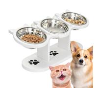 Elevated Cat Bowls - Adjustable Dog Bowl | Ergonomic Puppy Bowl for Pets, Pet Feeder with Triple Bowls Stand Design, Slow Feeder, Mealtime Cat Item Ideal for Indoor Outdoor Home Camping Balcony Use