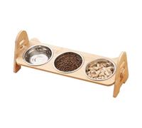 Elevated Cat Bowls - Angled Cat Feeder, Elevated Cats Bowl | 3-Bowl Dish Stand With Non-Spill | Dish Holder With Stainless Steel 3 Bowls | Cats Food Table | For Living Room Kitchen Apartment Di