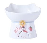 Elevated Cat Bowls, Ceramic Cat Bowls, Tilted Cat Dish, Whisker Friendly Feeder, Elevated Ceramic Cat Bowls for Comfortable Eating, Tilted Cat Food Dish Designed to Prevent Vomiting.