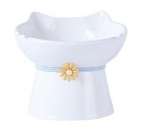 Elevated Cat Bowls, Ceramic Cat Bowls, Tilted Cat Dish, Whisker Friendly Feeder, Elevated Ceramic Cat Bowls for Comfortable Eating, Tilted Cat Food Dish Designed to Prevent Vomiting.