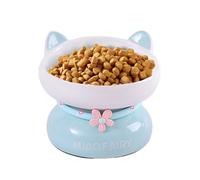 Elevated Cat Bowls - Tilted 15 Degree Anti Vomiting Pets Dog Feeder, Stable Non Slip Base | Long Lasting Creatives Raised Ceramic Food and Water Bowls For Indoor Cats Dogs Comfortable Eating