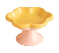 Elevated Cat Food Bowl - Flower-Shaped Ceramic Elevated Food and Water Dish, Small Pet Feeding Bowl for Cats, Kittens, and Small Dogs, Fat Faced Cat Friendly Bowls for Home Feeding