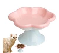 Elevated Cat Food Bowl | Flower Shaped Pet Bowl | Ceramic Cat Water Bowl | Elevated Dog Food Dish | Small Dog Feeding Dish Charming and Functional Design For Anti Vomiting and Protect Pets Spines