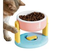 Elevated Cat Food Bowl, Raised Tilted Feeding Dish, Anti Vomiting Design, 19x16x14.5cm, Suction Cup Base, Adjustable Height Feeder, Perfect for Kittens, Puppies, and Small Pets
