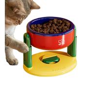 Elevated Cat Food Bowl, Raised Tilted Pet Bowls, 7.48x6.3in Anti Vomiting Design, Adjustable Height, Suction Cups for Small Dogs, Kittens, Puppies, Comfortable Feeding