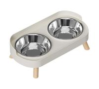 Elevated Cat Food Bowl, Stainless Steel Pet Dish - Raised Kitten Feeding Station | PP Base with Two 400ml Bowls, Anti-Skid Design, Comfortable Eating Drinking Accessory