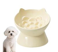Elevated Ceramic Cat Bowls - Slow Feeder Raised Pet Bowl, Lifted Cat Food Bowl Ceramic Slow Feeder | Elevated Pet Bowls for Indoor Feeding, Anti Vomit Raised Design for Cats, Home Kitchen Dining Livin