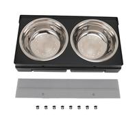 Elevated Dog Bowl Feeder, Adjustable Height, Stainless Steel, Anti-Slip Raised Dog Food and Water Bowl for Medium Large Dogs, Black (Gray)