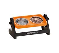 Elevated Dog Bowl Stand, Non Slip Double Stainless Steel Pet Feeding Station with Raised Anti Spill Design, 2 Bowl Dog Food and Water Holder, for Puppy Kitten Small Breed Indoor Outdoor Home Garden