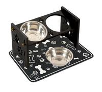 Elevated Dog Bowls - Adjustable Wooden Dishes with Splash Guard