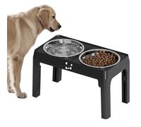 Elevated Dog Bowls, Raised Water Dish, Adjustable Feeding Station, 5 Height Level, Non-Slip Base, Easy Assembly, Ergonomic Design, Free Eating, Perfect for Puppies, Cat, Large Breed, 43x24.5x24cm
