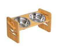 Elevated Dog Bowls - Tilt Raised Pet Double Bowls for water and food | Adjustable Height Wooden Stand With Stainless Steel Dishes | Multi Angle Feeding Station For Dogs Cats Puppy Pets, Detachable Eas