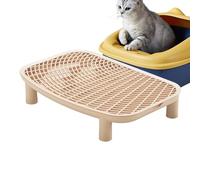 Elevated Litter Step - Double Layer Catcher, Kitten Pedal Design, Litterbox Collection Stairs | 18.11x11.81x3.54 Inches Study Balcony Setup, Dorm Apartment Home for Living Room, Cat Cleanup System