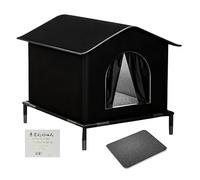 Elevated Outdoor Cat House - Insulated Waterproof Shelter for Winter | Raised Base Design for Protection, Outdoor Nest for Cats Dogs Kittens Chickens Ideal for Balcony Patio Garden