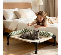 Elevated Pet Cot Bed, Breathable Raised Dog Bed, 66 cm/25,9 pulgadas Washable Cooling Pet Couch for Puppy and Medium Dogs, Portable Dog Hammock for Patio Lawn Beach Camping, Floor Bedside Ground Use
