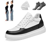 Elevateshoes White Casual,Invisible Elevate Shoes for Herren and Damen,4/6/8/10 cm Height Increasing Sneakers, Breathable (White-Black 10cm, Adulto, 38, Números, Sistema Tallas Calzado EU, Mediano)