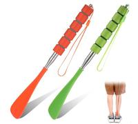 ElevateTech 2 calzadores retráctiles de acero inoxidable con mango largo y longitud ajustable para zapatos de viaje, Naranja Verde, Talla única