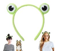 ElevateTech Diadema elástica de ojo de rana verde, bonita diadema de rana divertida y verde con turbante elástico para mujer, accesorios para el cabello de forro polar coral para lavarse la cara