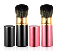 ElevateTech Kabuki - Brochas de maquillaje, 2 brochas de base con cubierta, retráctiles, para rubor, polvo, brochas de maquillaje de viaje, herramienta de maquillaje de lujo para una aplicación