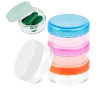 ElevateTech Pastillero pequeño, 5 unidades, lindo organizador de pastillas de viaje, mini estuche para bolsillo portátil, maletín portátil para almacenamiento de medicamentos, estuche para tapones