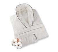 ELEVAVIDA Albornoz para hombre blanco-gris de algodón S - extra suave y cómodo - albornoz para sauna, bata blanca hombre - certificado Oeko-Tex