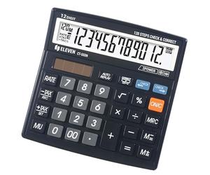 Eleven CT555NE - Calculadora de escritorio (12 dígitos, funciona con energía solar y pila), color negro