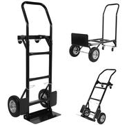 Elevon 2 in 1 Convertible Hand Truck and Cart, Utility Dolly Platform Cart with Telescoping Handle 4 Wheels, 220 LB Heavy Duty Hand Cart for Luggage, Travel, Moving, Shopping, Office Use - Black