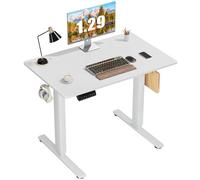 Elevon Escritorio eléctrico de altura ajustable - Escritorio de pie de 40 x 24 pulgadas con tablero de empalme, mesa de computadora de oficina en casa con 2 ganchos y agujero de alambre para el