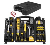 Elevon Juego de 94 herramientas amarillas para el hogar, juego de herramientas con caja de almacenamiento, juego de herramientas básicas de bricolaje, con dos accesorios adicionales, adecuado para el