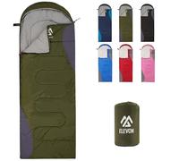 ELEVON Sleeping Bag for Adults Teens Kids Cold Warm Weather, Portable Waterproof & Lightweight with Compression Sack Saco de Dormir, 1 Persona, 1 Paquete, Verde, 86.6'' x 31.5''