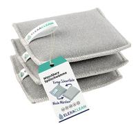 ELEXACLEAN Juego de 3 esponjas de cocina, lavables y reutilizables, de microfibra para vajilla y hogar, 12 x 10 cm, gris claro