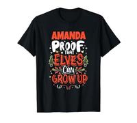 Elf Amanda Diciendo Funny Christmas Amanda Nombre Personalizado Camiseta gráfica económica, Hombre, Negro, M