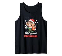 Elf Around Christmas Holiday Snowflakes Familia Xmas Camiseta sin Mangas