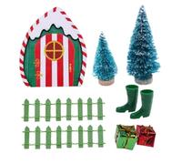 Elf Door 9PCS/Set Puerta de Hadas de Navidad con una Linda muñeca en Miniatura para Accesorios de casa de muñecas Juego de gnomos mágicos para Decoraciones navideñas de Interior y Exterior